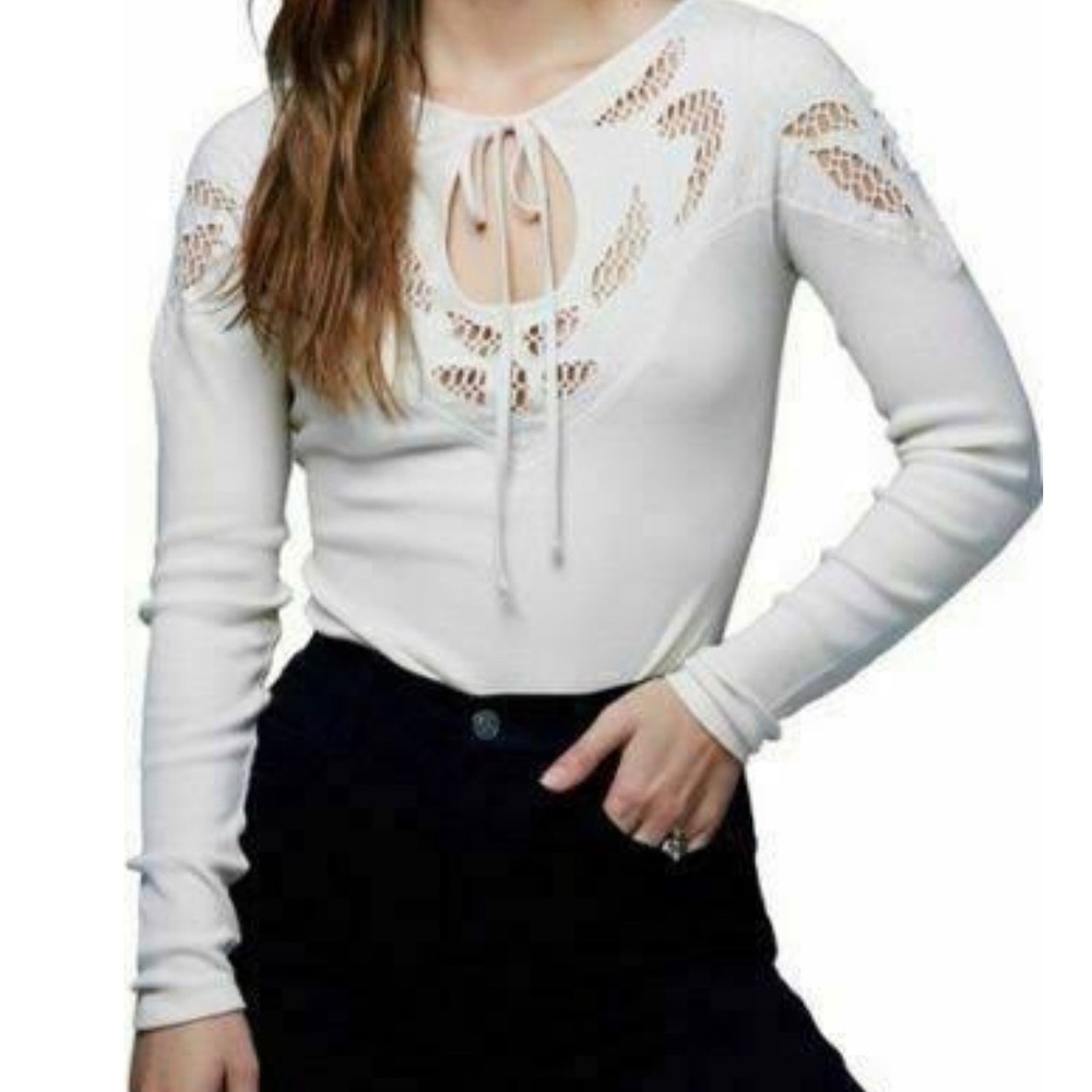 Free People Top with Lace Embroidered Cutout